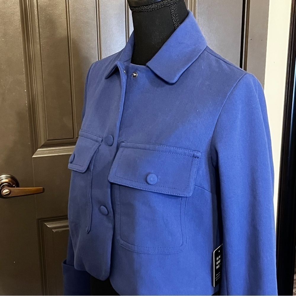 NWT EXPRESS Blue Cropped Collared Jacket Extra Small - Picture 3 of 9